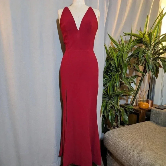 Dress The Population Iris Red Maxi Dress Trumpet Size Small - Picture 3 of 10